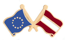 Latvia & European Union Flag EU Friendship Courtesy Gold Plated Pin Badge