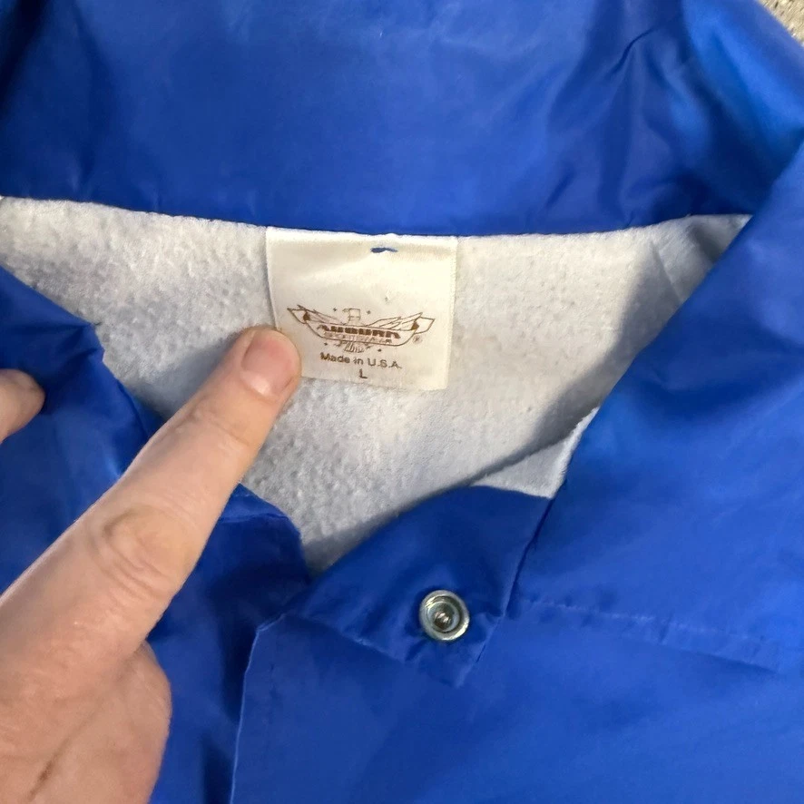 Vintage BALL Corp Coaches Jacket Blue USA Made Size L Workwear Windbreaker - Image 3 of 4