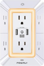 POWRUI Multi Plug 6 Outlet Surge Protector Extender with 3 USB Ports 1 USB C a