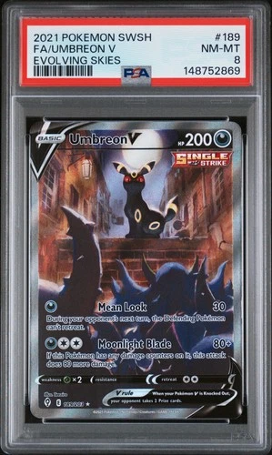 PSA 8 Umbreon V #189 2021 Pokemon Sword & Shield Evolving Skies 148752869