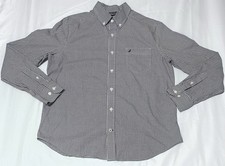 Nautica Men  s M Red Navy Blue White Gingham Long Sleeve Button Down Dress Shirt