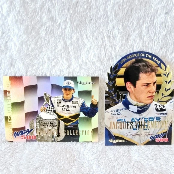 2 Jacques Villeneuve Rare Trading Card Inserts 1996 Fleer Skybox Indy 500 Racing - Image 2 of 4