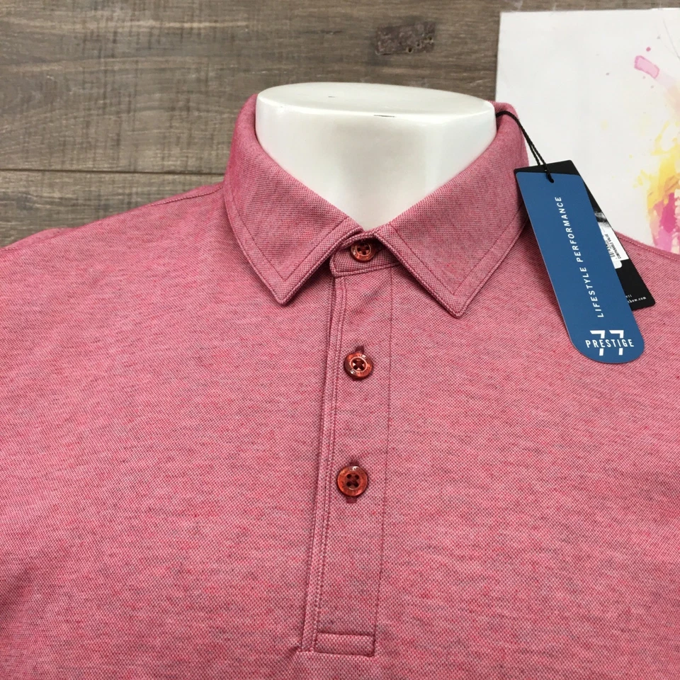 Travis ¡NUEVO! Camisa Polo Mathew Classy Talla XL Heather Cardinal Performance Golf Foto 2 de 4