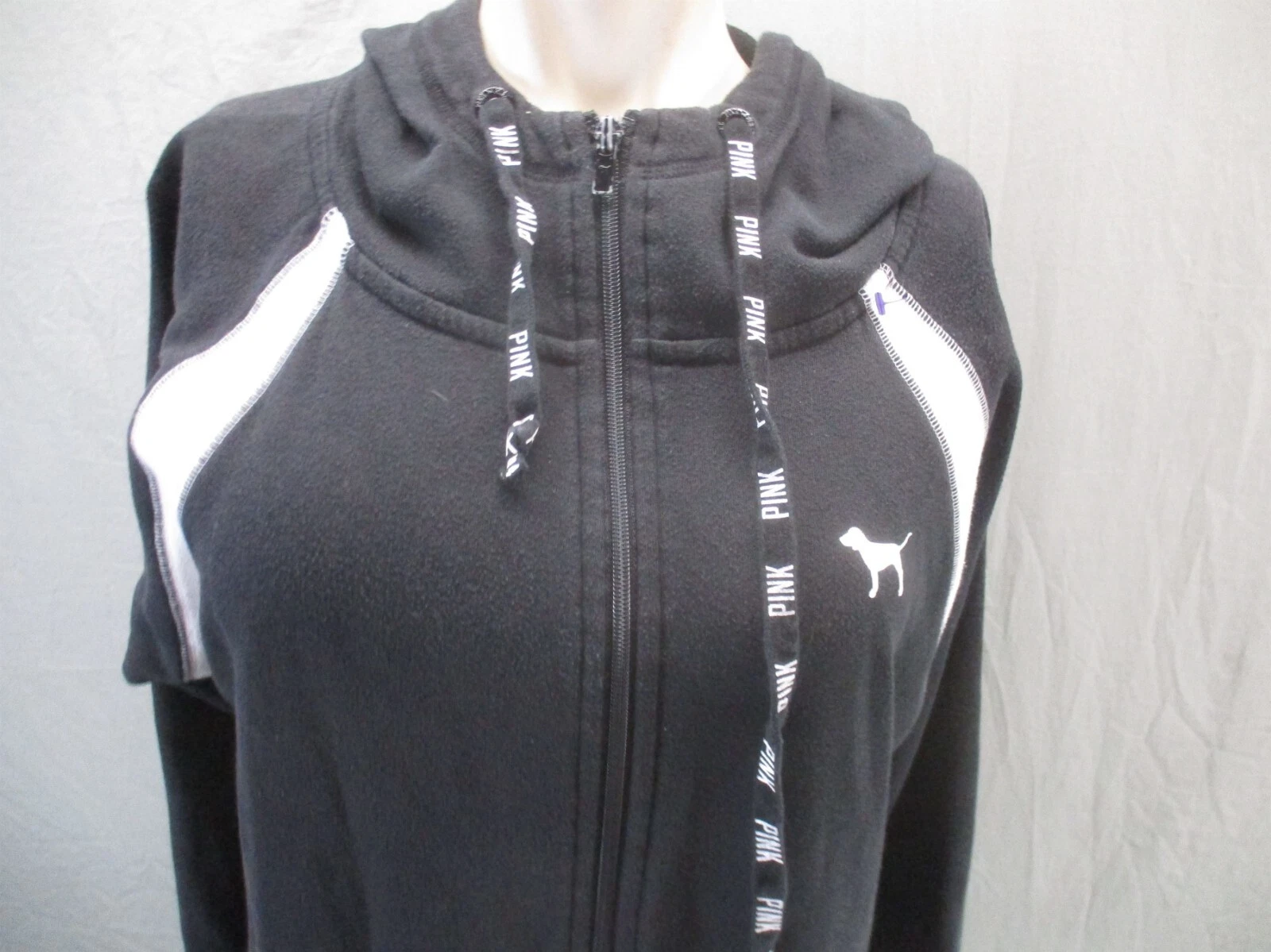 UNDERCOVER Felpa con cappuccio sportiva Victoria's Secret ROSA taglia M donna nera full zip pile 740