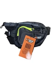 Extreme Pak Black Zipper Fannie Pack Pockets Hiking Waist Bag New!