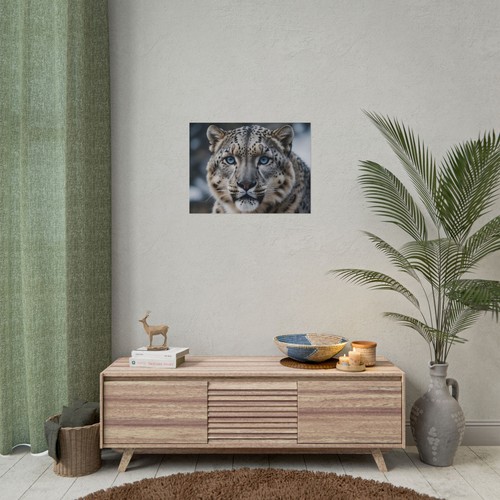 ❄️ Schneeleopard Poster - Blauäugige Raubkatze Wandbild für Natur Deko - Bild 17 von 25