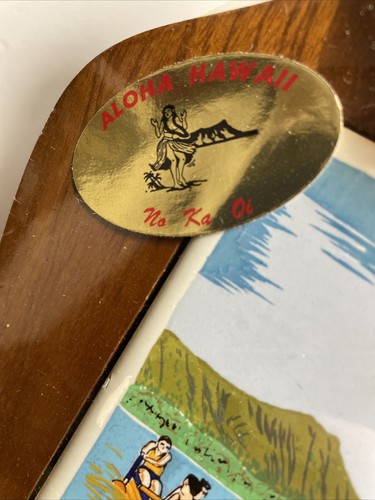 Hawaii Vintage DIAMOND HEAD Aloha No Ka Oi Cheese Board Ceramic Tile Knife 1940s - Picture 8 of 10