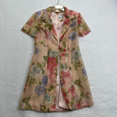 Scarlett Vintage Jacket Dress Womens Pink Sheer Floral Collared