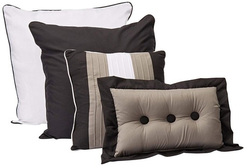 Chezmoi Collection Loft 8-Piece Luxury Striped Comforter Set (Full, Black/Gra... - Picture 5 of 7