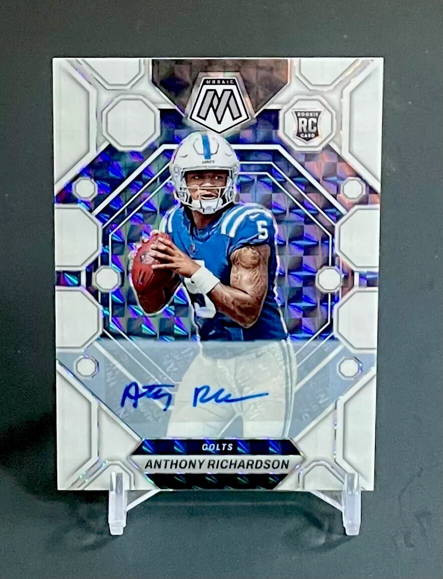 2023 Panini Mosaic ANTHONY RICHARDSON White Prizm RC Auto #’d 1/25 Colts Rookie