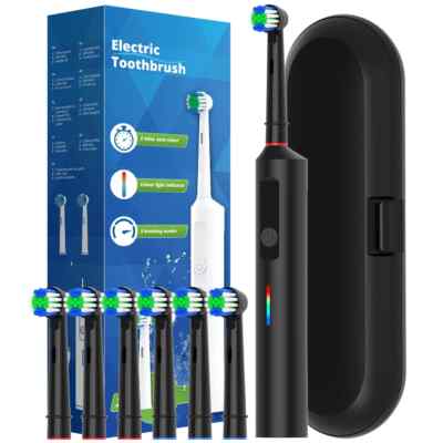 Smart Rotating Electric Toothbrush, Rechargeable Rotary Toothbrush with 6 Heads