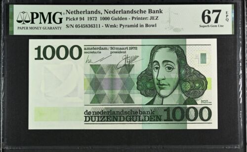 PMG 67 Netherlands 1972 Banknotes 1000 Gulden - Foto 1 di 2