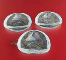 3 Kosta Boda Sweden Thick Glass Triangular Pin Dishes/Ashtrays/Salt Cellars VTG