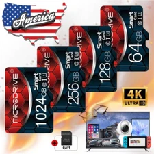 Micro SD Storage Card High Speed Memory Card TF Card 128GB 256GB 512GB & Adapter