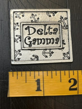 Delta Gamma Pewter Square Medallion Medal , Lead Free, Made in USA