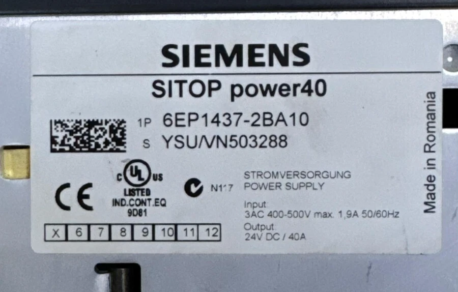 Блок питания Siemens SITOP Power40 6EP1437-2BA10 | 24 В постоянного тока, выход 40 А | 3-фазный - Изображение 3 из 4