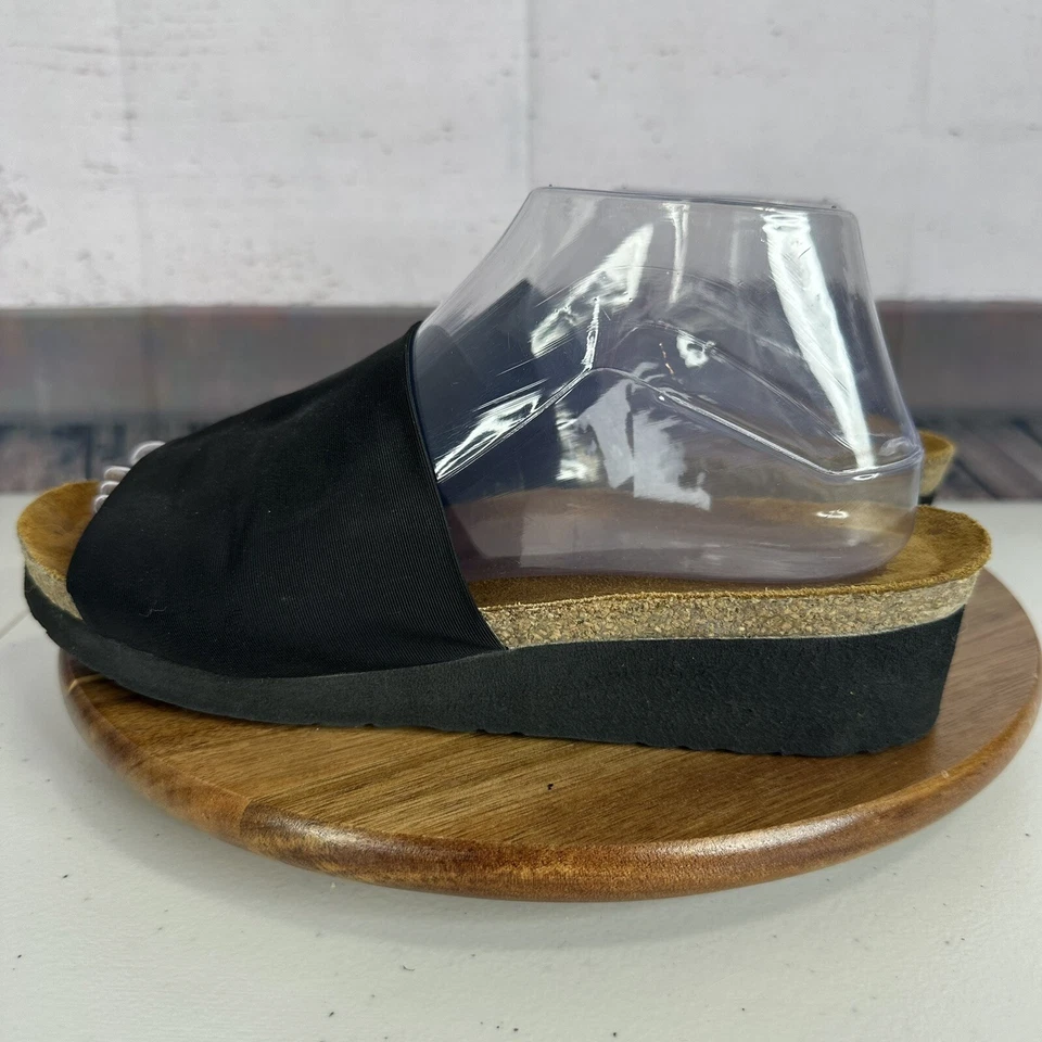 Sandalia Naot Mujer 9 Negra Alana Slide Elástica Corcho Gamuza Cómoda Informal Foto 4 de 4