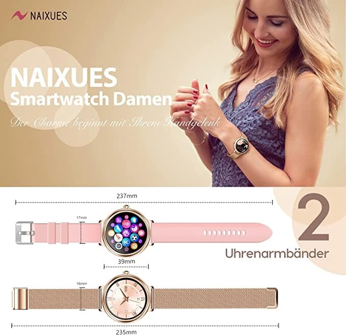 NAIXUES Women s Smartwatch Fitness Tracker Waterproof Gold OZEN SEED