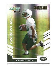 /100  Scorecard 2007 Score Select Rookie Chansi Stuckey #360 New York Jets Card. rookie card picture