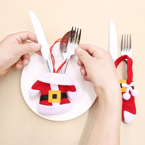 AKIS HOME 4pcs Weihnachten Besteckhalter Bestecktasche Weihnachtsdeko dekoration - Bild 2 von 4