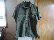 Vintage Us Navy Seabees Og-507 Button Up Shirt Size 15.5 x 32 Short Sleeve