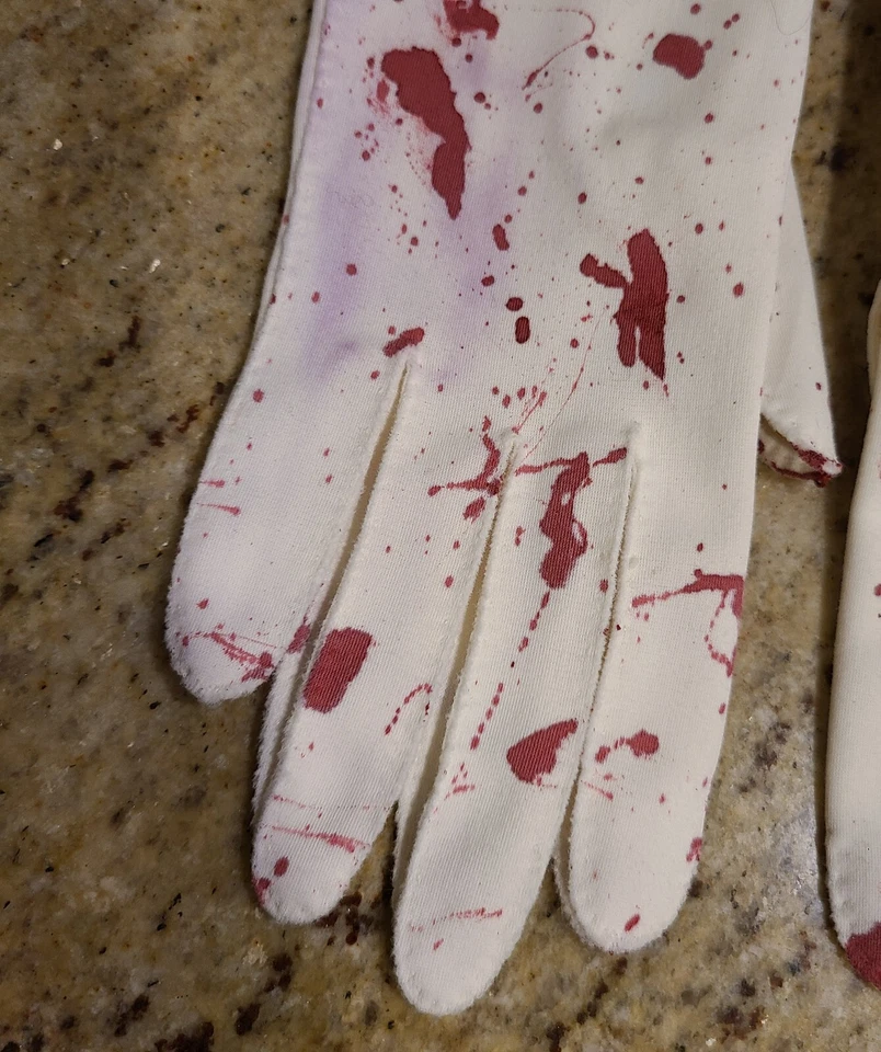 Guantes Disfraz Zombie Terror Sangriento Falsos Formales Elegante De Colección Talla L Blancos Foto 2 de 4