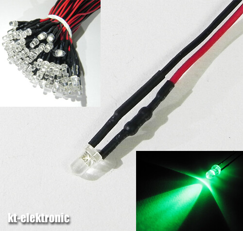 1,8mm 2mm 3mm 5mm 12V LED mit 20cm Kabel AUSWAHL  klar matt auto RGB UV - Bild 32 von 60