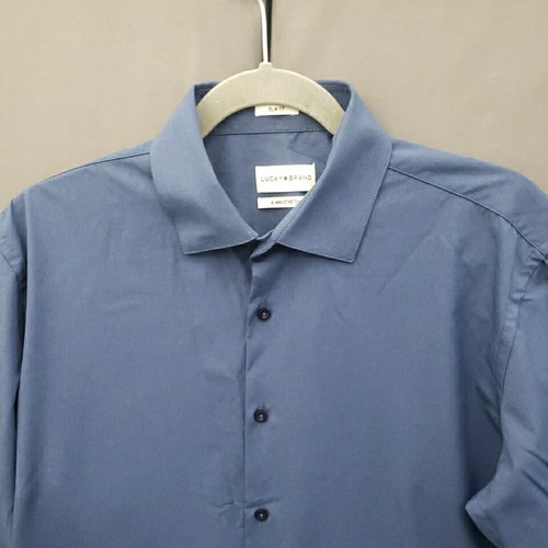 Camicia uomo Lucky Brand con bottoni blu medio slim fit 4 vie elasticizzata 15-15,5 34/35 - Foto 5 di 14
