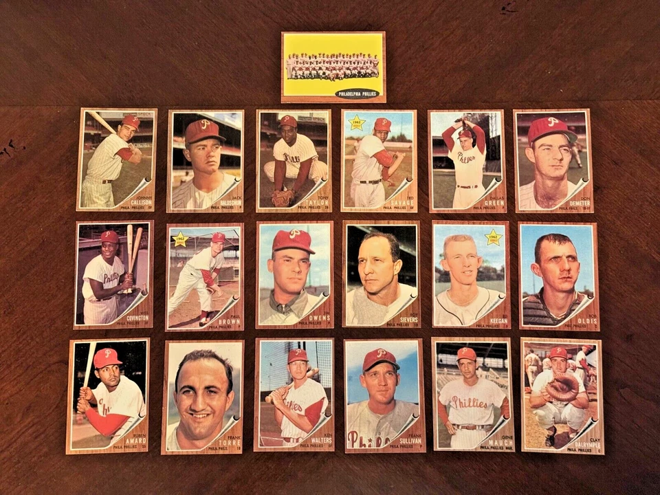 Juego completo de 27 cartas del equipo Topps Philadelphia Phillies 1962 - ¡De colección! ¡BONITO! Foto 2 de 4