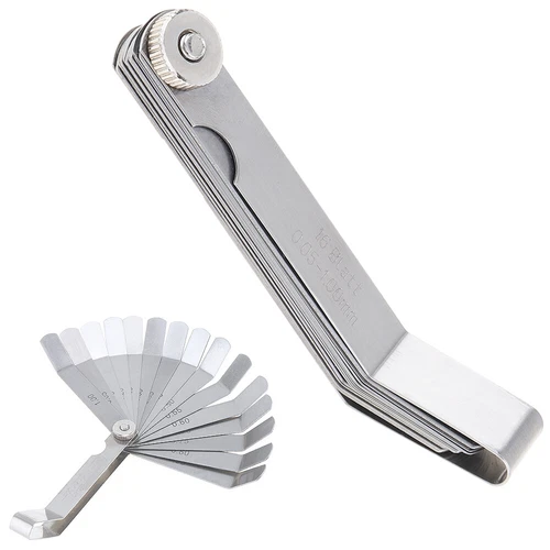 16 Blades Feeler Gauge Metric Gap Filler 0.05 - 1mm Thickness Curved Measurment