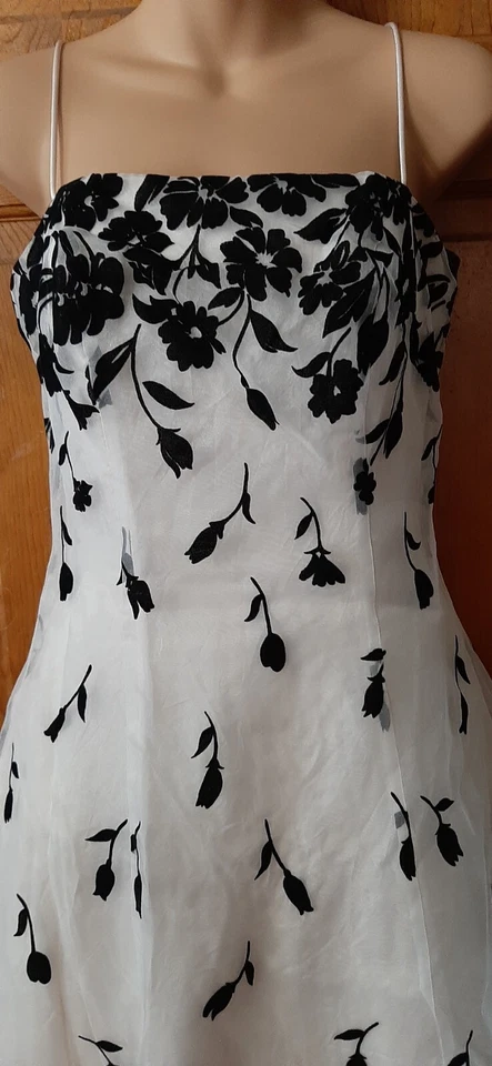 Маскарад черный белый вечер выпускного вечера официальное платье полная длина платье размер 5/6 - Изображение 3 из 4