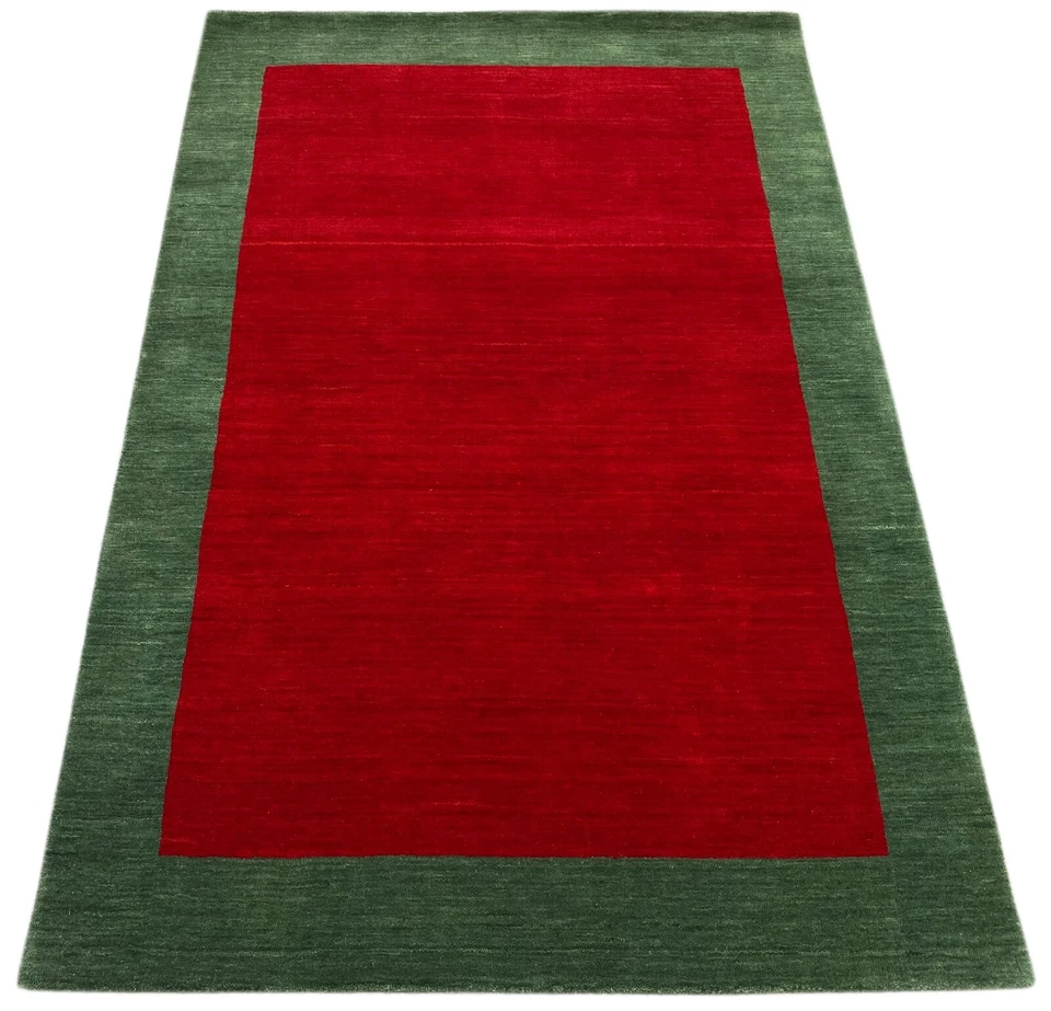 Rouge Vert Tapis 100% Laine Gabbeh 120x180 CM Tissé à la Main Accueil Déco WR154 - Photo 1/4