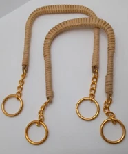 Vintage Purse Handle Gold Chain Wood Bamboo Crafting Macramé Sewing Bag Making