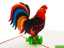 Rooster, Pop Up Card, 3D Popup Greeting Cards for all occasion