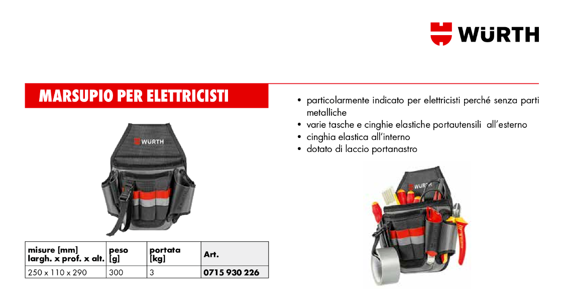 Marsupio Porta Attrezzi da Lavoro Professionale Elettricista