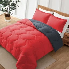 Dual Color Reversible Down Alternative Comforter Sets,  King or Queen Blanket