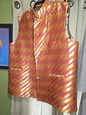 Indian Nehru vest CUSTOM orange gold