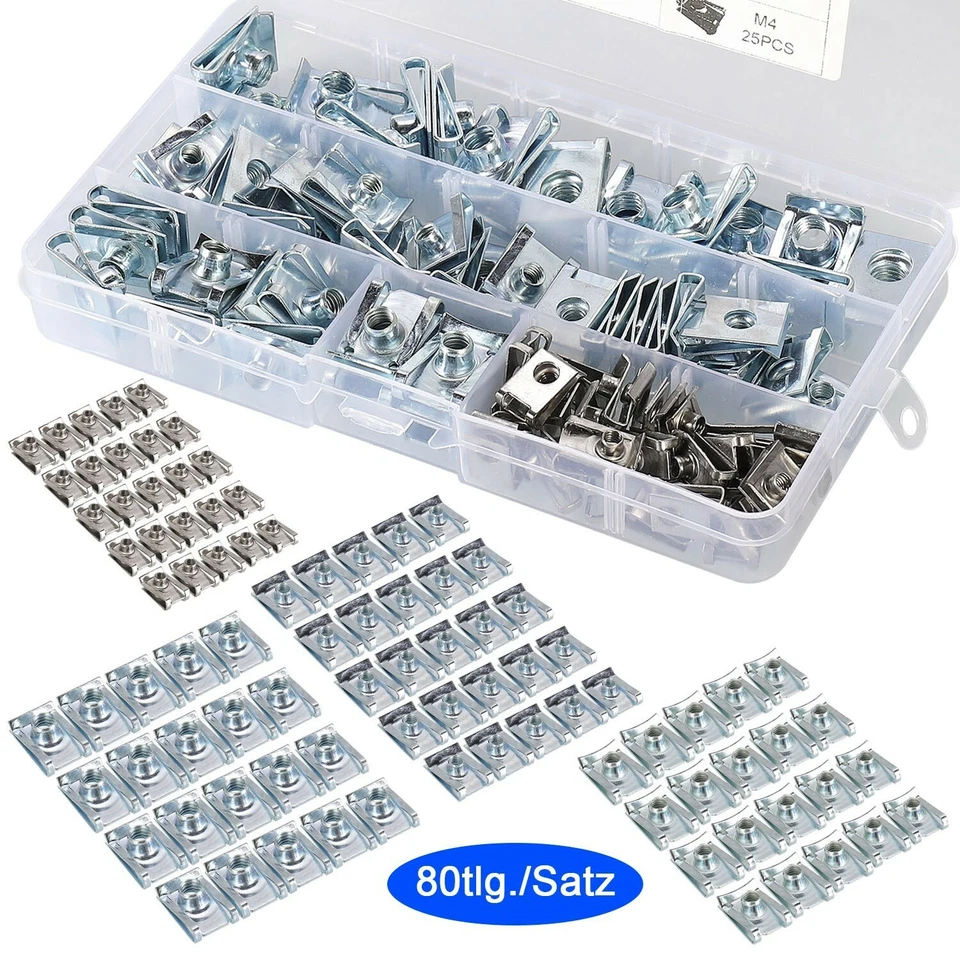 80x Edelstahl Blechmutter M4 M5 M6 M8 Clipse Klemmen Schnappmutter Federmutter H - Bild 2 von 4