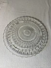 Vintage Federal Glass 11.25" Footed Cake Plate Sunflower Bubbles Scallop