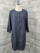 Vince Womens Medium Chambray Mini Dress Blue Minimalist