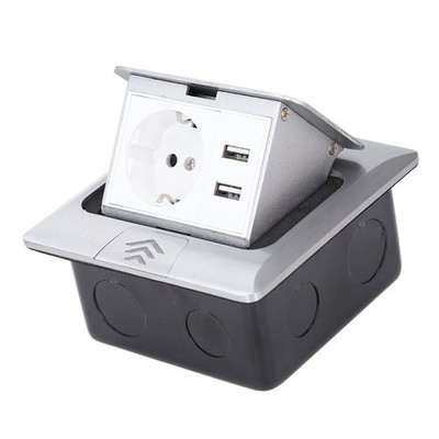 Pop Up Floor Outlet Box Embedded IP44 Weatherproof USB Floor Electrical Outl SET