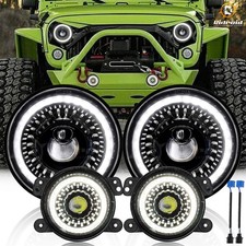 Combo 7" LED Headlights  Turn + Fog Lights Lamp For Jeep Wrangler JK 2007-2018