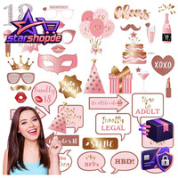 Fotobox Accessoires 38 StüCk RoséGold Lustig Foto Requisiten Geburtstag Deko