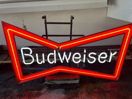 Vintage Budweiser "Bow Tie" Neon Sign-Works Very Good Condition