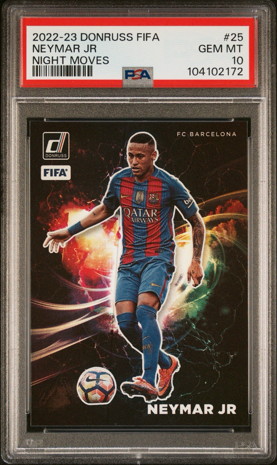 2022 Donruss FIFA Neymar Jr Night Moves PSA 10 FC Barcelona