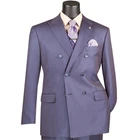 VINCI Men's Dusty Purple Sharkskin Double-Breasted Suit w/ Flex Waist - NEW