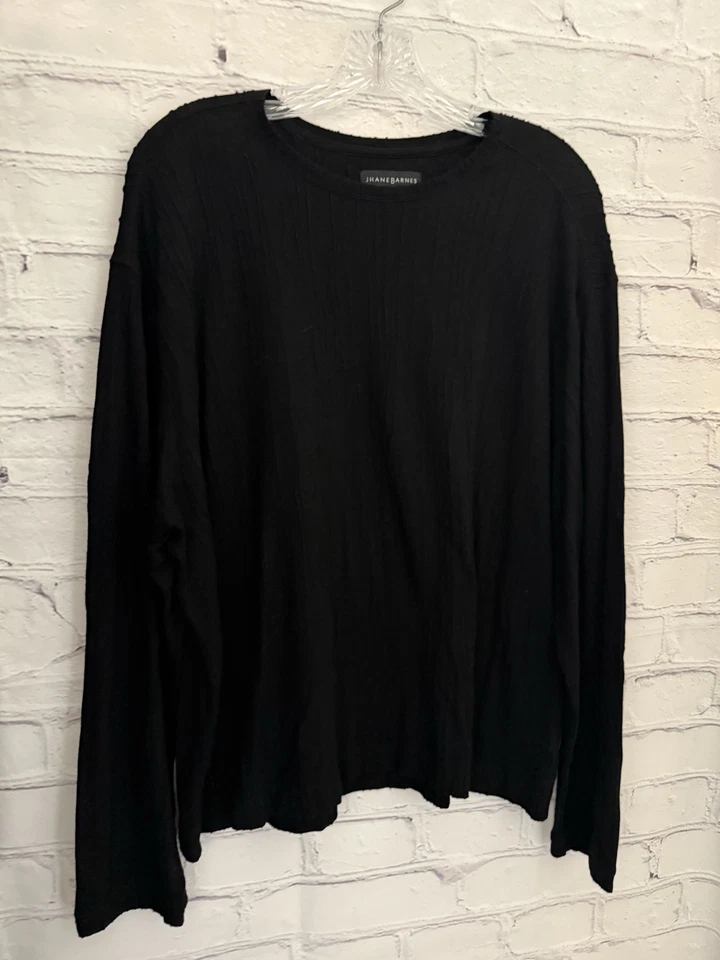 Camiseta Camisa de Vestir Jhane Barnes Estampada Negra Sólida Usada en Excelente Condición Para Hombre Talla XL Foto 2 de 4