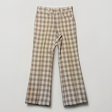 Vintage 70s Levis Panatela Pants Mens 32x30 Merlot Plaid Flare Bell Bottom Disco
