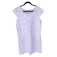 COLETTE Dress Embroidered Floral Linen A-Line Pockets Italy One Size Coastal