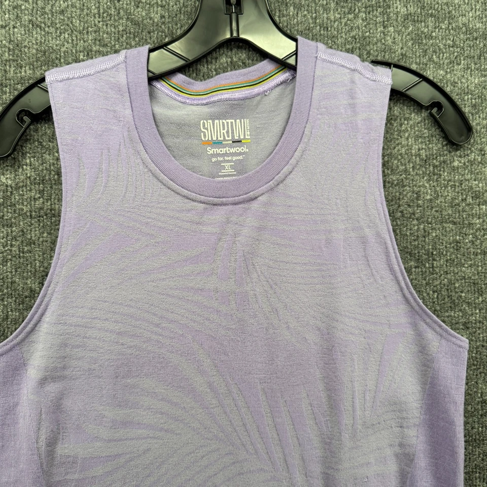 Smartwool Top Womens XL Purple Merino Wool Sleeveless Leaf Print Casual Outdoor - Image 2 of 4